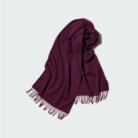 Uniqlo Other - Uniqlo Burgundy Cashmere Scarf with Fringe Unisex NWT